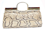  Huge 14" 1970's-80's PYTHON Skin Purse w/LUCITE 