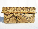  CAPRICE 1960's-70's PYTHON Snake Skin CLUTCH Shoulder Bag 