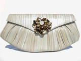  LONG 14" 1970's-1980's Jeweled Pale Green EEL SKIN CLUTCH Shoulder Bag 