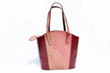  Unique 1980's-90's MAXIMA Rasberry and Pink ALLIGATOR Belly Skin Handbag - MATTEO & MASSIMO 