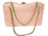  SACHA FRANCE 1960's PEACH Turtle Skin Handbag - JEWELED Clasp 