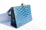  SUPER RARE Fabulous BLUE 1950's-60's MARTIN VAN SCHAAK Anteater Skin Handbag 