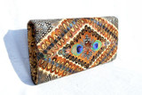  1960's-1970's Ample PEACOCK Feather CLUTCH Bag w/Box! 
