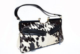  XL 1960's-70's Black & Cream Hair on Calfskin FUR Shoulder Bag - Garces, Spain - Neustetters 