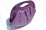  Late 1990's - 2000's XXL 18" x 14" Radiant Orchid PURPLE OSTRICH Skin CLUTCH Handbag Shoulder Bag - SABATINI 