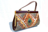  Stunning 1960's-1970's PEACOCK & Pheasant Feather CLUTCH Bag 