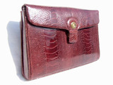  TIFFANY & CO. 1970's Burgundy OSTRICH LEG CLutch Bag 