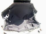  Jeweled BLACK 1970's GENUINE FROG SKIN Clutch Shoulder Bag 