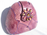 Jeweled PURPLE 1970's GENUINE FROG SKIN Clutch Shoulder Bag 