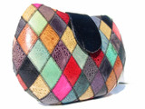  COLORFUL Harlequin 1970's-80's FROG SKIN Clutch Shoulder Bag 