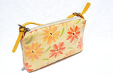  SAKS FIFTH AVENUE 1980's-90's Yellow FLORAL Cobra Snake Skin Shoulder Bag - Italy! 