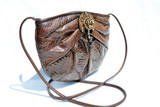  Custom Brown 1980's Embellished COBRA Snake Skin CLUTCH Shoulder Crossbody Bag 