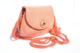  1980's-90's CORAL Karung Snake Skin Clutch Bag - JUDITH LEIBER 