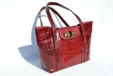  1940's-50's DECO Style RED Cobra Snake Skin Handbag 