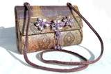  1970's PURPLE PYTHON Snake Skin SHOULDER Bag - FLOWERS - Varon 