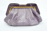  1980's Lavender Purple SUSAN GAIL COBRA Snake Skin CLUTCH Shoulder Bag 