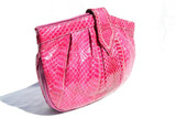  1980's FUCHSIA Pink Cobra Snake Skin Clutch Cross Body Shoulder Bag - PALIZZIO 