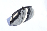 1970's-80's PANTERA Black, Cream & Gray COBRA Snake Skin Clutch Shoulder Bag