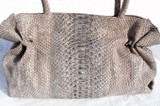  Stunning XL Taupe & Gray Matte PYTHON Snake Skin Shoulder Bag - CARLOS FALCHI 