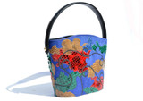  CARLOS FALCHI 1980's-90's Blue Suede & Python Snake Skin Handbag 