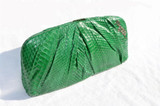  1990's-2000's GREEN COBRA Snake Skin Clutch Shoulder Bag - Francesco Biasia 