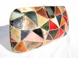  COLORFUL 1980's Hard-Sided Patchwork COBRA Snake Skin CLUTCH 
