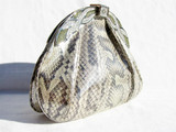  1970's-80's FINESSE LA MODEL METALLIC PYTHON Snake Skin Clutch 