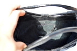  R & Y AUGOUSTI 17" Long Jet Black OSTRICH LEG & Stingray Skin Handbag - Great Handles 