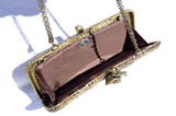  Jeweled 1990's Handmade PYTHON Skin Handbag with Jeweled Flower Clasp - CLARA KASAVINA 