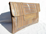  1970's Striped Python Snake Skin Clutch Shoulder Bag - VARON 
