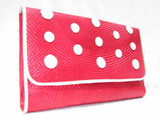  RED 1980's STRAW Clutch w/Cream COBRA Snake Skin Accents 
