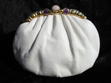  1980's-90's BONE Deco KARUNG Skin Clutch Bag - JUDITH LEIBER 