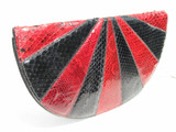  LARGE 13.5" 1980's Red PYTHON & COBRA Snake Skin CLUTCH Bag 