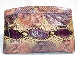  1960's-70's PURPLE PYTHON Snake Skin CLUTCH Bag - VARON 
