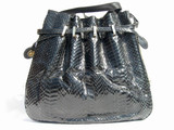  HUGE 1980's NAVY Cobra Skin SHOULDER Bag - BUDD LEATHER 