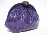  Purple 1970's-80's FINESSE LA MODEL KARUNG Snake Skin Clutch 