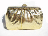 Jeweled METALLIC GOLD 1970's COBRA Snake Skin Bag - LEIBER 
