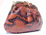 1970's Peach/Purple PYTHON Snake Skin Clutch Shoulder Bag