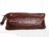  15" MAHOGANY 1950's COBRA Snake Skin Clutch Bag - DEITSCH 