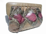 MORLE' 1970's-80's Pastel PYTHON Snake Skin CLUTCH Shoulder Bag G3-093