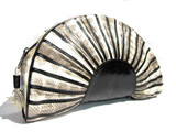  HALF MOON 1980's SEA Snake Skin CLUTCH Shoulder Bag 