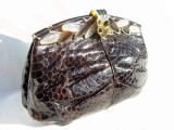 1970's-80's FINESSE LA MODEL BROWN COBRA Snake Skin Clutch Bag