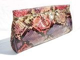  Fantastic 1980's PASTEL PYTHON Snake Skin CLUTCH Bag - VENETTO 