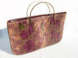 CHIC de PARIS 1970's-80's Lavender PYTHON Skin CLUTCH Bag 