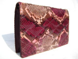  CHIC de PARIS 1970's-80's QUILTED Magenta PYTHON Skin CLUTCH Bag 