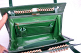  MARTIN VAN SCHAAK 1950's-60's GREEN Lizard Skin Handbag - CHAINS! 