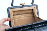  Fabulous Petite NAVY Blue 1950's-60's ROSENFELD Lizard Skin Handbag 