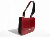  RED 1960's LEDERER de Paris Lizard Skin Shoulder Bag Purse - Italy 