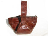1950's Chocolate Lizard Skin Wristlet Purse - DECO Style
