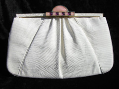 1980's-90's BONE Deco LIZARD Skin Clutch Bag - JUDITH LEIBER